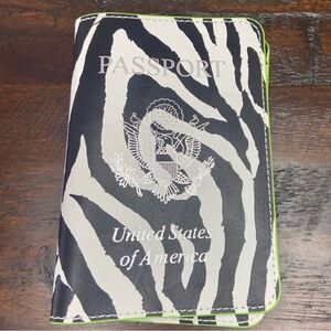 Baekgaard Zebra Print US Passport Holder NEW Vegan Leather